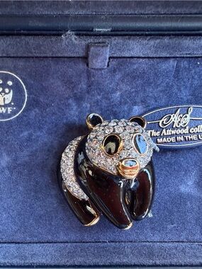 Black Crystal Panda Brooch
